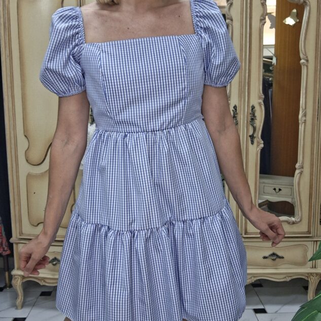 vestido cuadros vichy lazada en la espalda