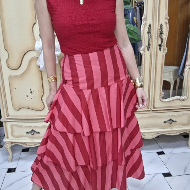 Falda volantes rayas