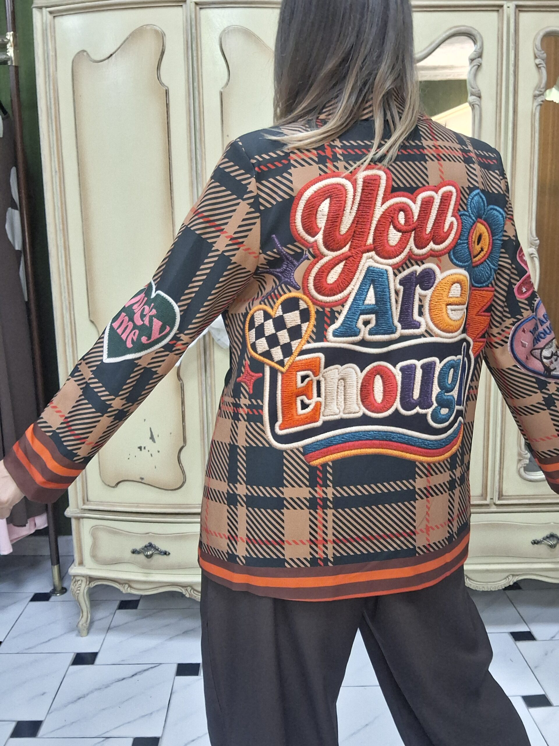 Chaqueta Cuadros Frase