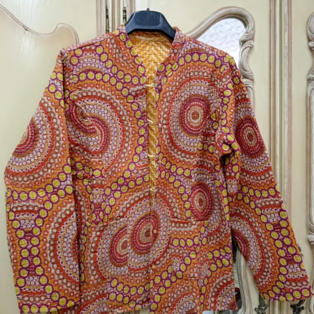 Chaqueta reversible circulos mostaza