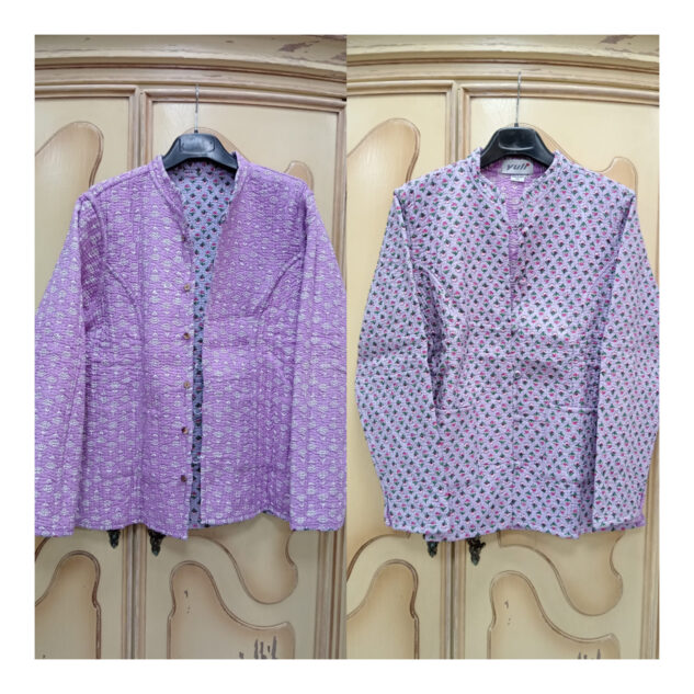 Chaqueta reversible malva flores