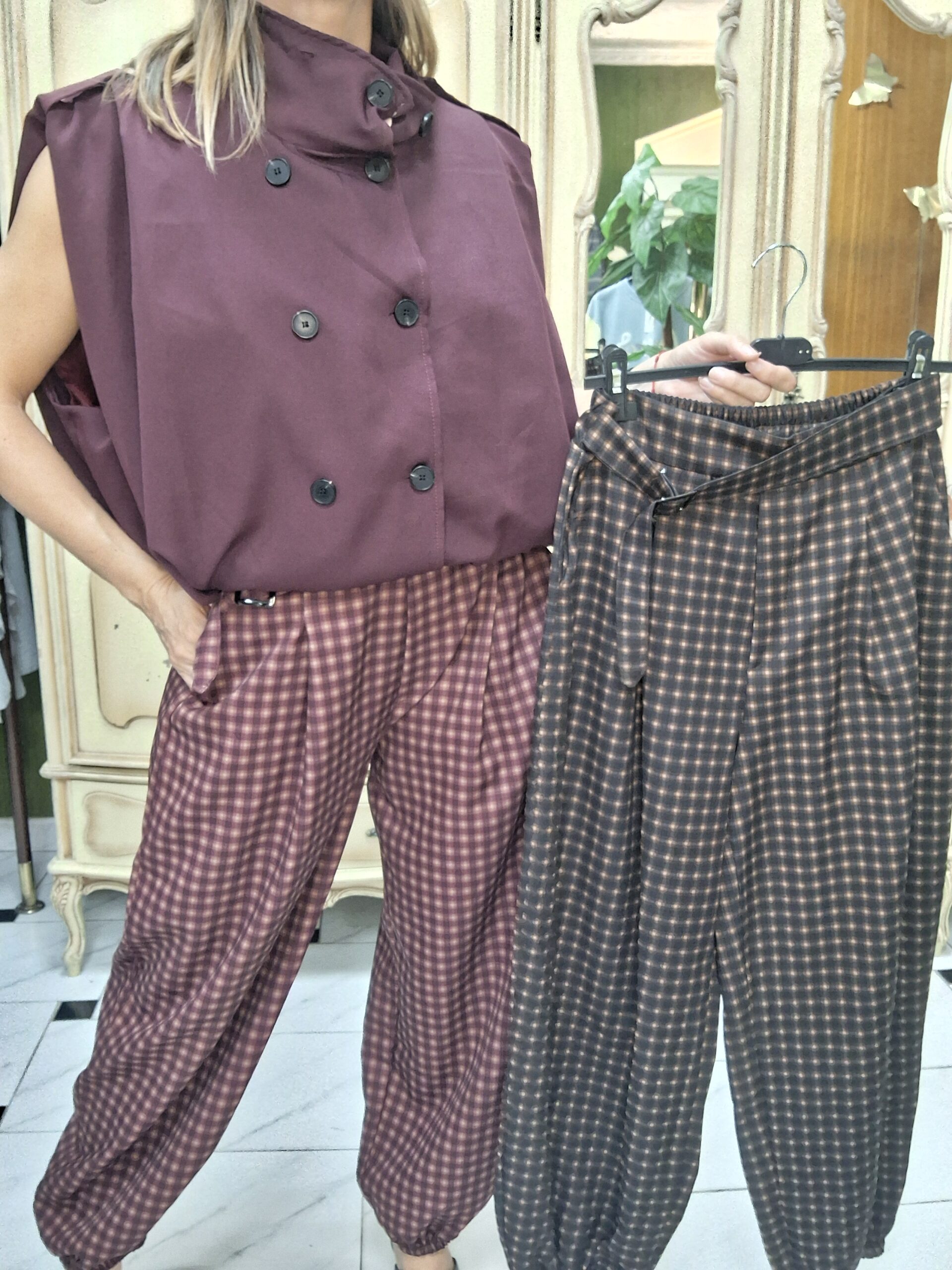 Pantalón bombacho cuadros